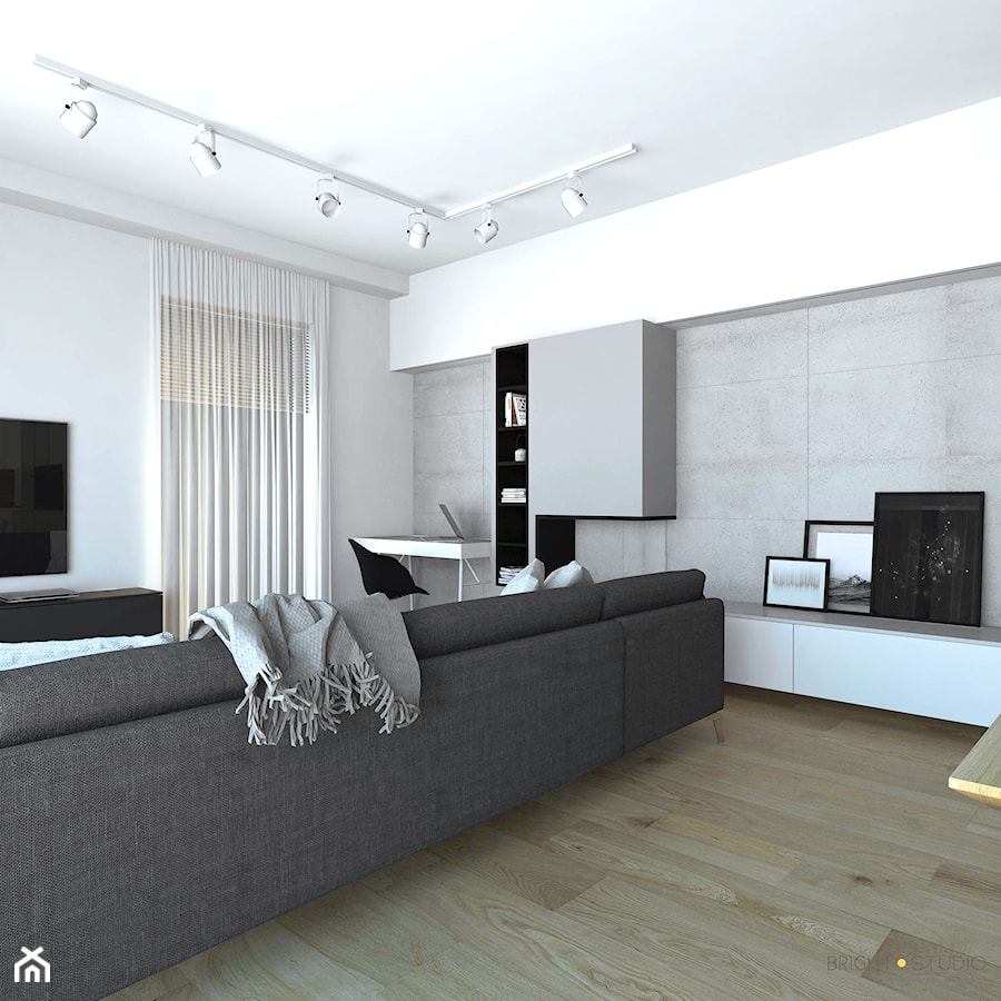 projekt mieszkania Czarodziejska - Mały biały salon, styl nowoczesny - zdjęcie od BRight Studio