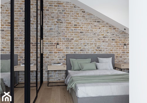 mieszkanie na poddaszu - Średnia biała sypialnia na poddaszu, styl nowoczesny - zdjęcie od BRight Studio