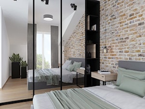 mieszkanie na poddaszu - Średnia biała czarna sypialnia na poddaszu, styl nowoczesny - zdjęcie od BRight Studio