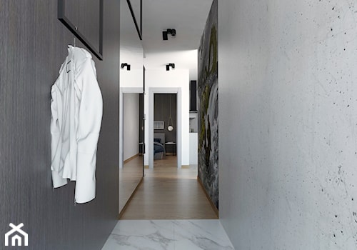projekt mieszkania - Średni z wieszakiem z marmurem na podłodze hol / przedpokój, styl nowoczesny - zdjęcie od BRight Studio