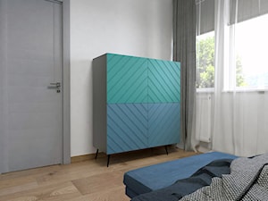 projekt mieszkania - Mała szara sypialnia, styl nowoczesny - zdjęcie od BRight Studio