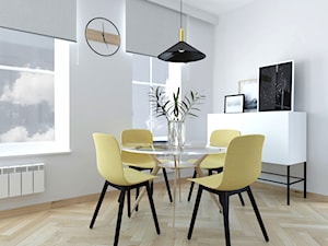 Projekt mieszkania - Średnia biała jadalnia jako osobne pomieszczenie, styl skandynawski - zdjęcie od BRight Studio