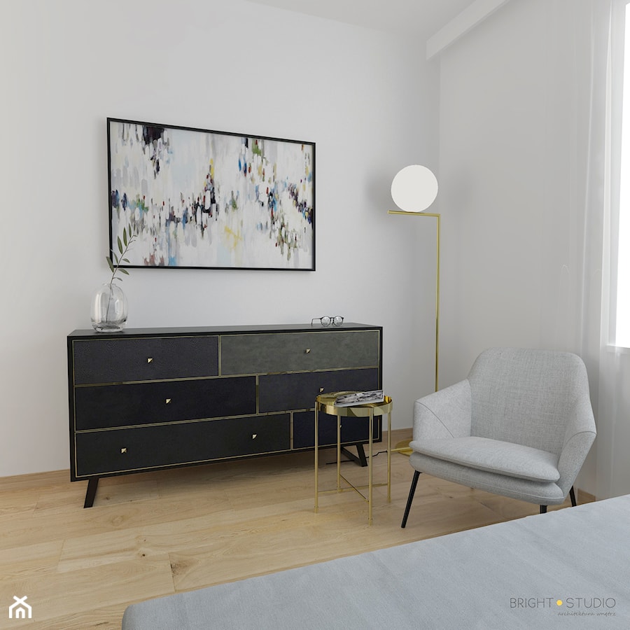 projekt mieszkania Czarodziejska - Mała biała sypialnia, styl nowoczesny - zdjęcie od BRight Studio
