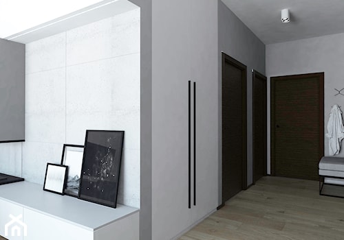 projekt mieszkania Czarodziejska - Średni z wieszakiem biały szary hol / przedpokój, styl nowoczesny - zdjęcie od BRight Studio