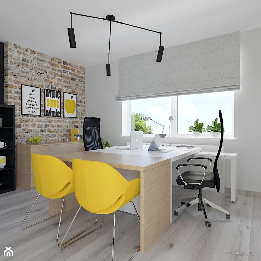 projekt biura - Średnie szare biuro, styl nowoczesny - zdjęcie od BRight Studio