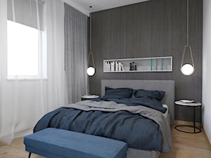 projekt mieszkania - Mała brązowa szara sypialnia, styl nowoczesny - zdjęcie od BRight Studio