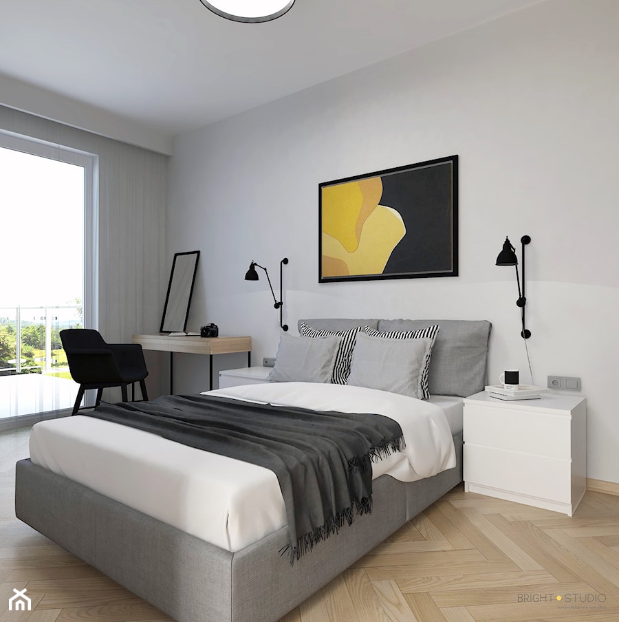 Projekt mieszkania - Sypialnia, styl skandynawski - zdjęcie od BRight Studio