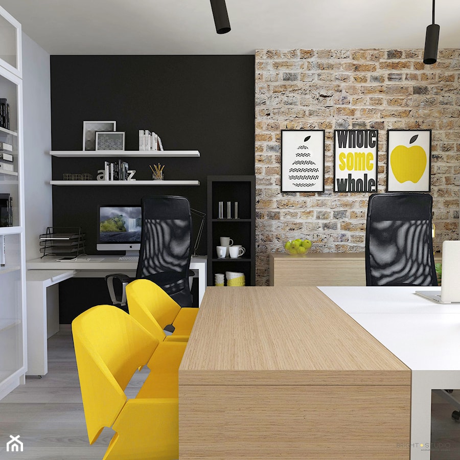 projekt biura - Średnie białe czarne biuro, styl nowoczesny - zdjęcie od BRight Studio
