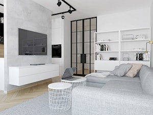 Projekt mieszkania - Mały biały salon, styl skandynawski - zdjęcie od BRight Studio