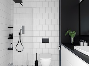 Projekt mieszkania - Mała na poddaszu bez okna łazienka, styl skandynawski - zdjęcie od BRight Studio