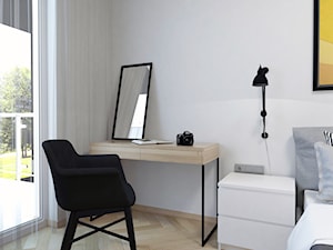 Projekt mieszkania - Średnia biała sypialnia, styl skandynawski - zdjęcie od BRight Studio