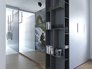 projekt mieszkania - Średni z wieszakiem biały szary hol / przedpokój, styl nowoczesny - zdjęcie od BRight Studio