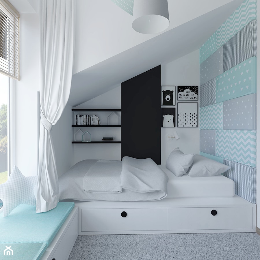 mieszkanie na poddaszu - Mały biały pokój dziecka dla dziecka dla chłopca dla dziewczynki, styl nowoczesny - zdjęcie od BRight Studio
