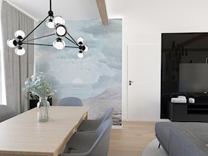mieszkanie na poddaszu - Średnia biała czarna jadalnia w salonie, styl nowoczesny - zdjęcie od BRight Studio