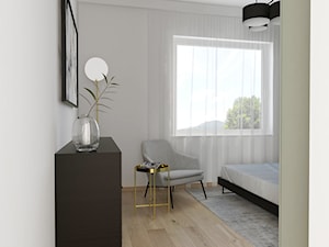 projekt mieszkania Czarodziejska - Mała beżowa sypialnia, styl nowoczesny - zdjęcie od BRight Studio