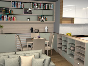 Mieszkanie w Ciechanowie - Mała biała jadalnia w salonie w kuchni, styl nowoczesny - zdjęcie od Projekt Wnętrze