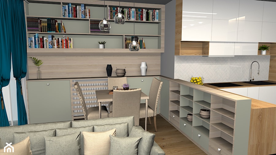 Mieszkanie w Ciechanowie - Mała biała jadalnia w salonie w kuchni, styl nowoczesny - zdjęcie od Projekt Wnętrze