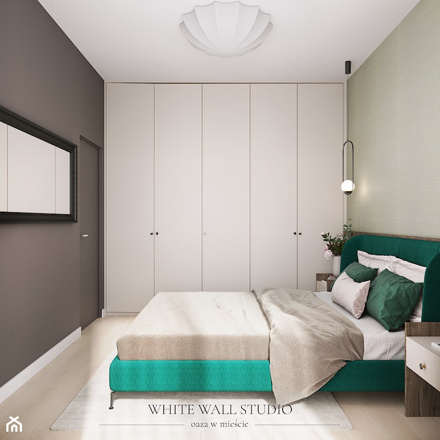 Sypialnia w kolorach ziemi - zdjęcie od white wall studio