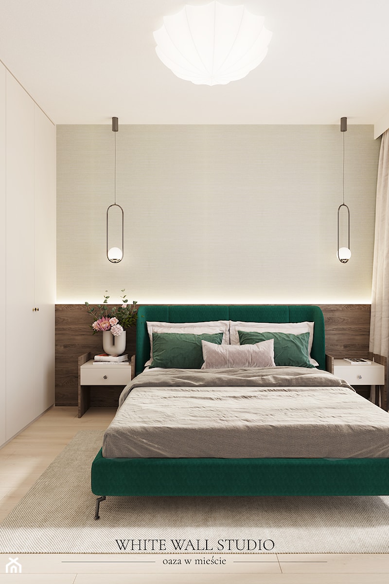 Sypialnia w kolorach ziemi - zdjęcie od white wall studio