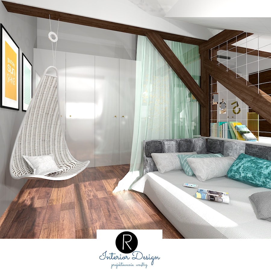Pokój z wiszącym fotelem - zdjęcie od KATARZYNA ROŻEK R-INTERIOR DESIGN projektowanie wnętrz