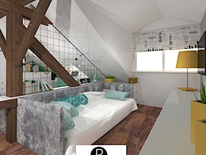Pokój nastolatki, pokój dziewczynki, pokój na poddaszu, pokój nastolatka, pokój z belkami - zdjęcie od KATARZYNA ROŻEK R-INTERIOR DESIGN projektowanie wnętrz