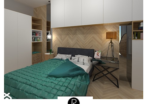 Sypialnia w bloku w kilku odsłonach. Drewno, parkiet, jodełka, lustra, - zdjęcie od KATARZYNA ROŻEK R-INTERIOR DESIGN projektowanie wnętrz