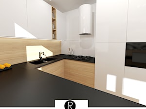 nowoczesna kuchnia, otwarta kuchnia, biała kuchnia czarny blat - zdjęcie od KATARZYNA ROŻEK R-INTERIOR DESIGN projektowanie wnętrz