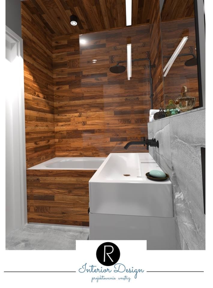 wizualizacja małej łazienki Beton w łazience - zdjęcie od KATARZYNA ROŻEK R-INTERIOR DESIGN projektowanie wnętrz - Homebook