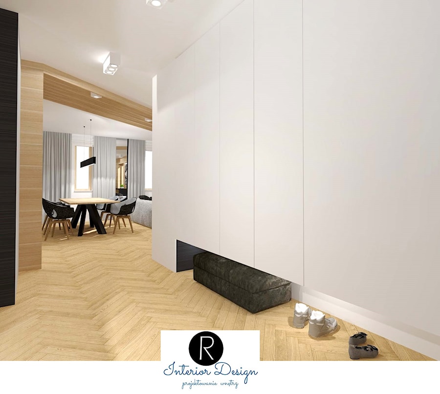podwieszana szafa, wisząca szafa, nowoczesne wnętrze, biała szafa, - zdjęcie od KATARZYNA ROŻEK R-INTERIOR DESIGN projektowanie wnętrz