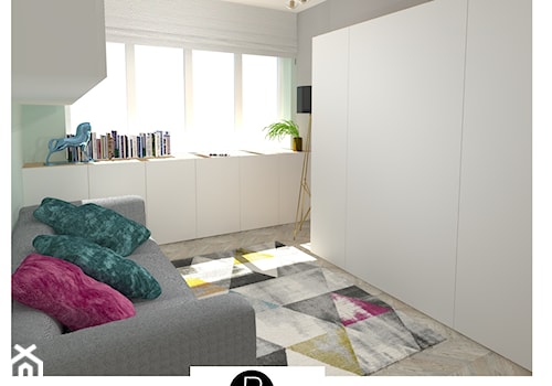 pokój gościnny z funkcja przechowywania, pracy i spania - zdjęcie od KATARZYNA ROŻEK R-INTERIOR DESIGN projektowanie wnętrz