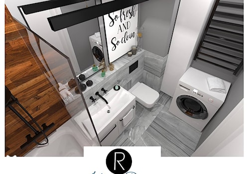 wizualizacja małej łazienki Beton w łazience - zdjęcie od KATARZYNA ROŻEK R-INTERIOR DESIGN projektowanie wnętrz