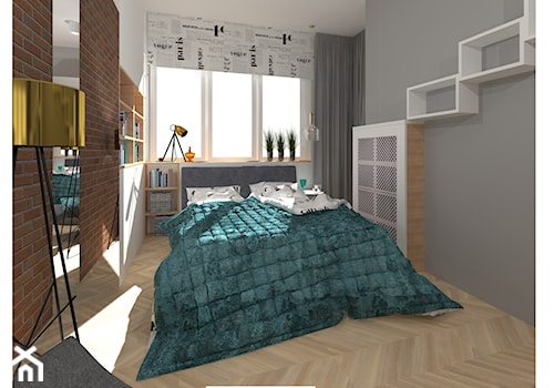 Sypialnia w bloku w kilku odsłonach. Drewno, parkiet, jodełka, lustra, - zdjęcie od KATARZYNA ROŻEK R-INTERIOR DESIGN projektowanie wnętrz