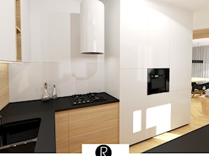 nowoczesna kuchnia, otwarta kuchnia, biała kuchnia czarny blat - zdjęcie od KATARZYNA ROŻEK R-INTERIOR DESIGN projektowanie wnętrz