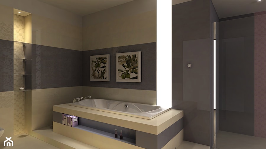 Wizualizacje dla Ceramiki Paradyż - Mała na poddaszu bez okna z marmurową podłogą łazienka, styl tradycyjny - zdjęcie od ICW Studio
