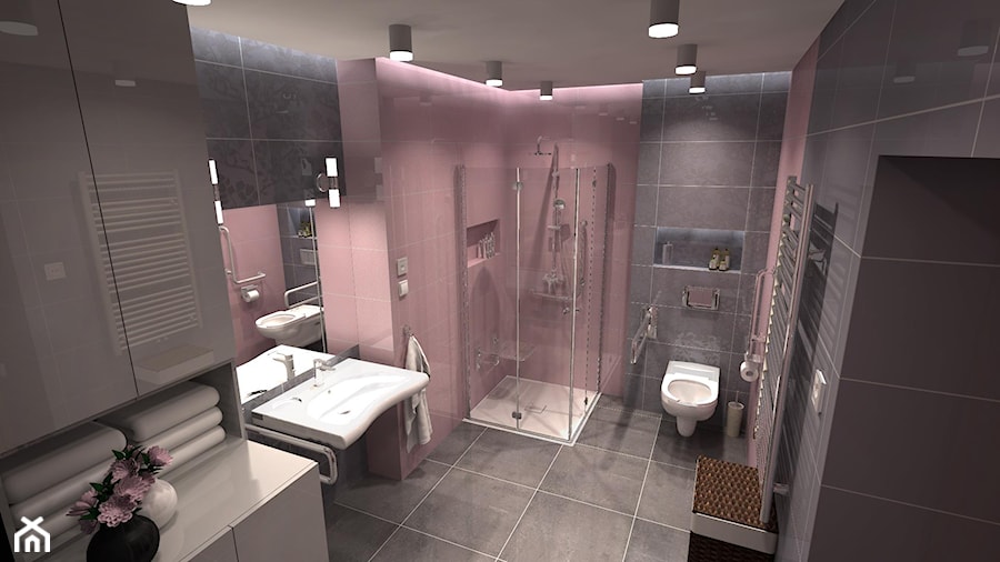 Łazienka bez barier dla Konrada - Średnia bez okna z punktowym oświetleniem łazienka, styl tradycyjny - zdjęcie od ICW Studio