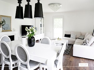Glamour - realizacja - Średni biały salon z jadalnią, styl glamour - zdjęcie od Vecler Design