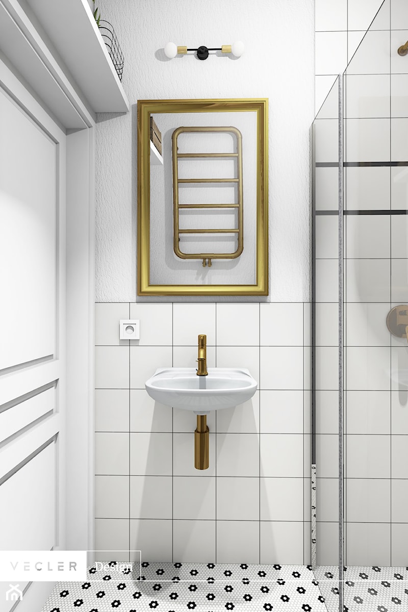 Rustykalny klimat - łazienki - Mała bez okna z lustrem łazienka, styl vintage - zdjęcie od Vecler Design