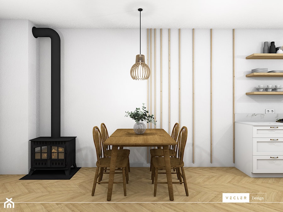 Rustykalny klimat - salon i kuchnia - Jadalnia, styl rustykalny - zdjęcie od Vecler Design
