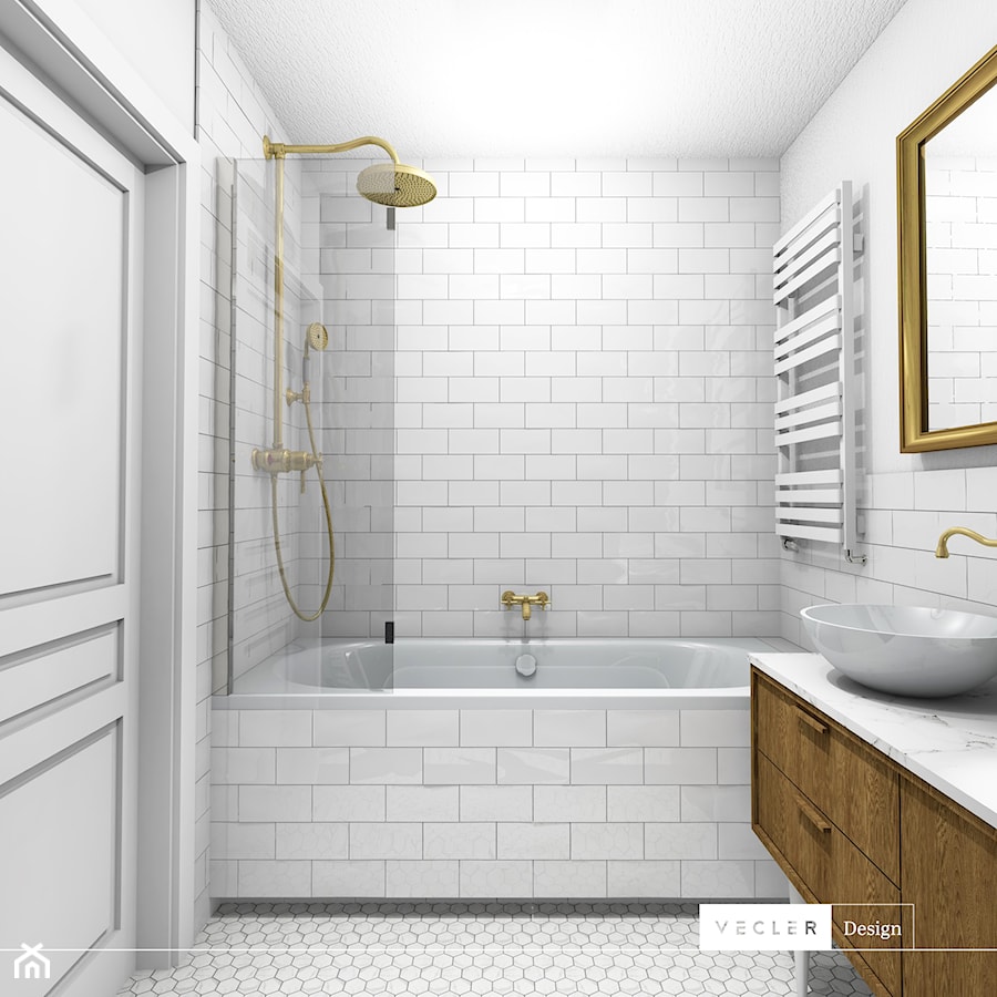 Rustykalny klimat - łazienki - Mała bez okna z lustrem łazienka, styl rustykalny - zdjęcie od Vecler Design