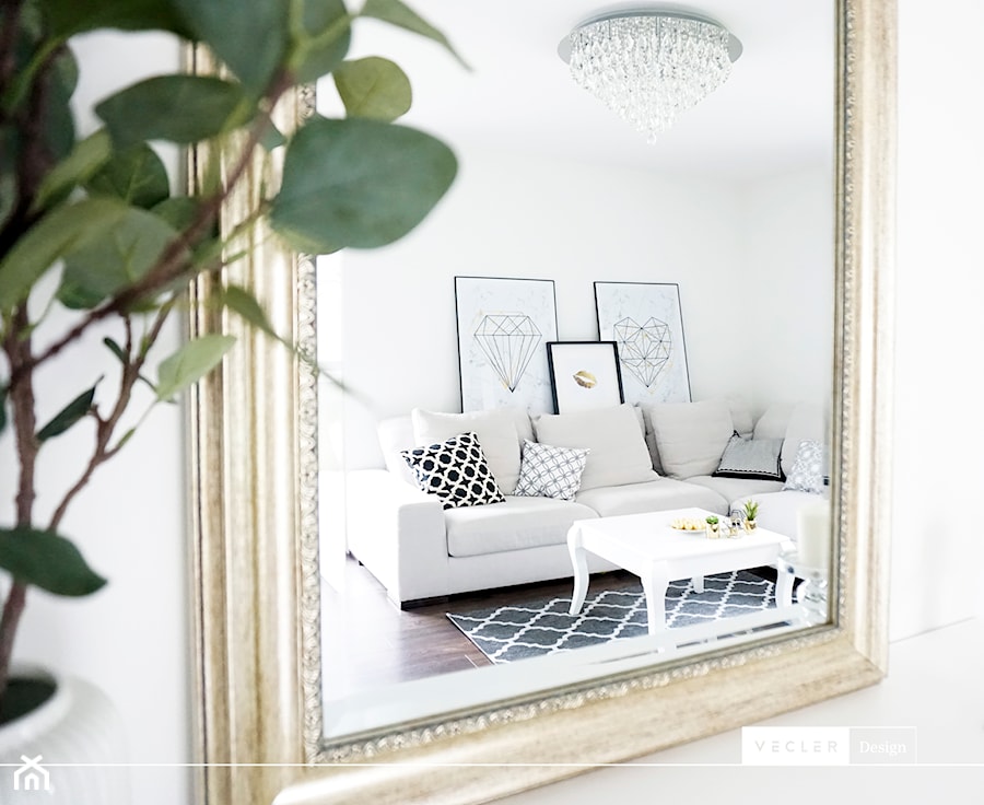 Glamour - realizacja - Mały biały salon, styl glamour - zdjęcie od Vecler Design