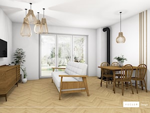 Rustykalny klimat - salon i kuchnia - Salon, styl vintage - zdjęcie od Vecler Design