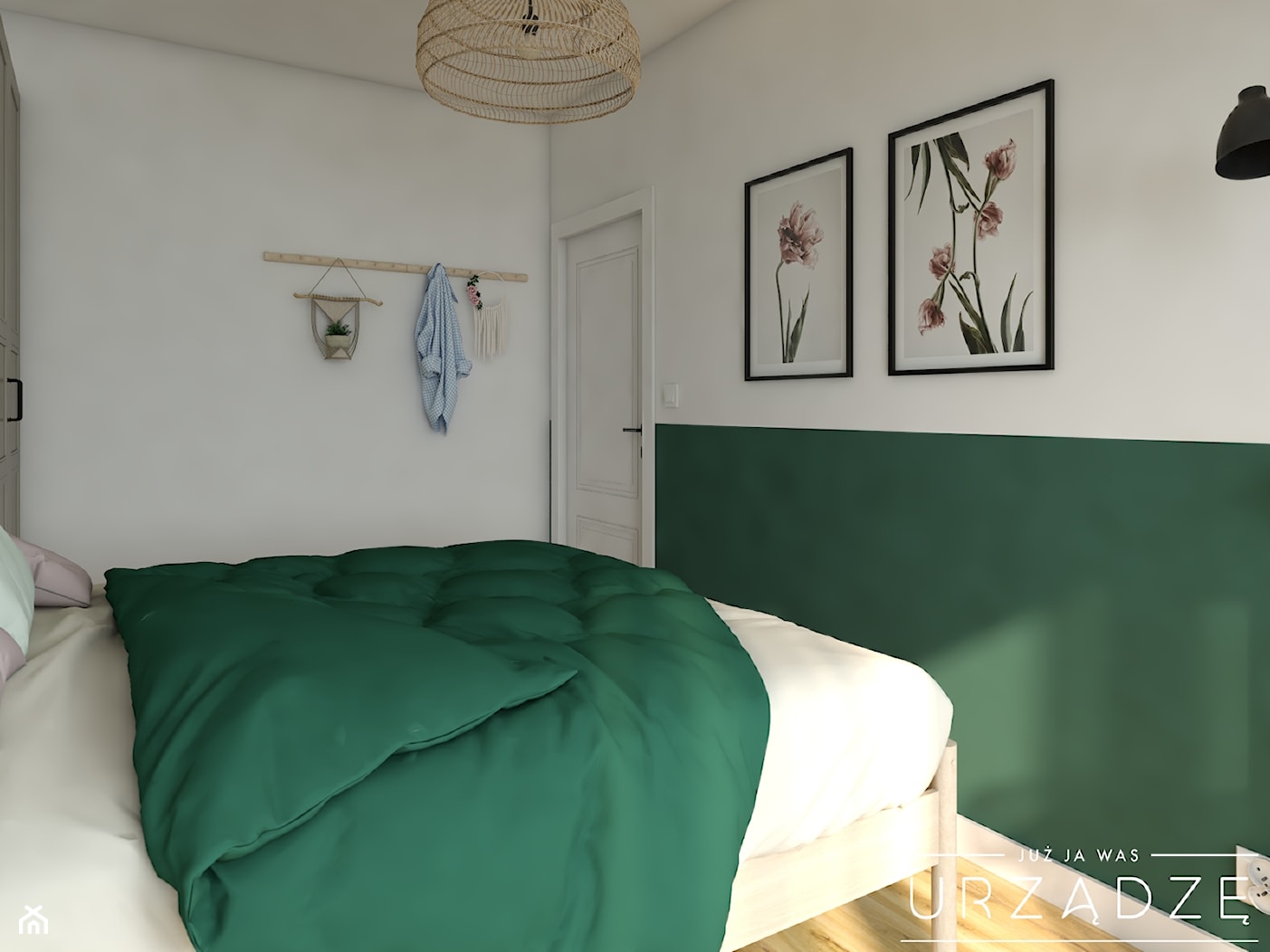 Zielona lamperia w sypialni - zdjęcie od Już ja was urządzę - Homebook