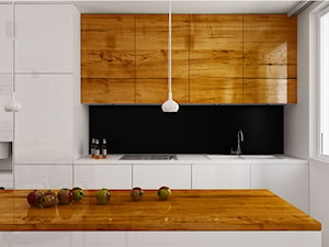 Projekt wnętrz salonu z kuchnią w mieszkaniu - Kuchnia, styl nowoczesny - zdjęcie od archi group