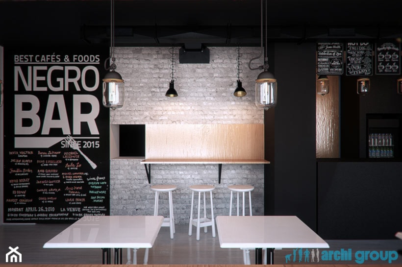 Projekt wnętrz lokalu gastronomicznego "Negro Bar" - Wnętrza publiczne, styl nowoczesny - zdjęcie od archi group