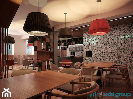 Aranżacje wnętrz - Wnętrza publiczne: Projekt wnętrz restauracji "HOUSE OF COFFEE" - archi group. Przeglądaj, dodawaj i zapisuj najlepsze zdjęcia, pomysły i inspiracje designerskie. W bazie mamy już prawie milion fotografii!