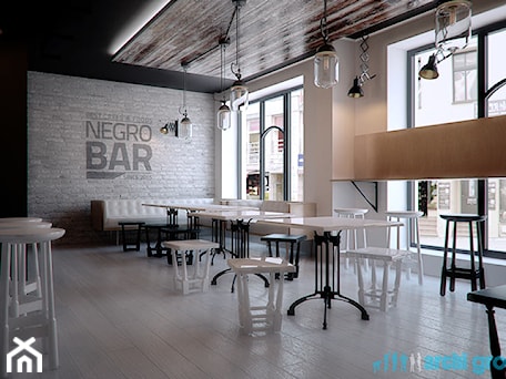 Aranżacje wnętrz - Wnętrza publiczne: Projekt wnętrz lokalu gastronomicznego "Negro Bar" - Wnętrza publiczne, styl nowoczesny - archi group. Przeglądaj, dodawaj i zapisuj najlepsze zdjęcia, pomysły i inspiracje designerskie. W bazie mamy już prawie milion fotografii!