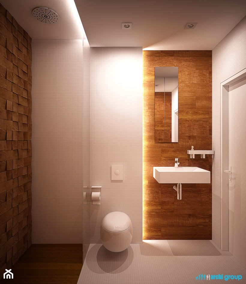 Projekt wnętrz łazienki w Zabrzu - Średnia bez okna z punktowym oświetleniem łazienka, styl nowoczesny - zdjęcie od archi group