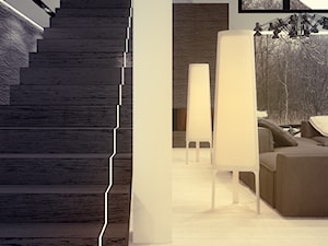 Projekt wnętrz domu jednorodzinnego w Rudzie Śląskiej - Mały biały salon, styl nowoczesny - zdjęcie od archi group