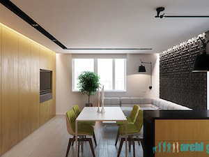Projekt wnętrz salonu z kuchnią w mieszkaniu w Bytomiu - Salon, styl nowoczesny - zdjęcie od archi group