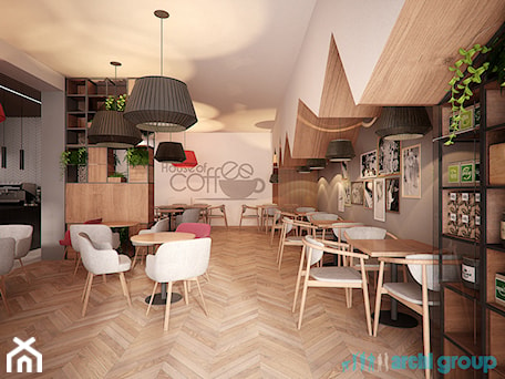 Aranżacje wnętrz - Wnętrza publiczne: Projekt wnętrz restauracji "HOUSE OF COFFEE" - archi group. Przeglądaj, dodawaj i zapisuj najlepsze zdjęcia, pomysły i inspiracje designerskie. W bazie mamy już prawie milion fotografii!